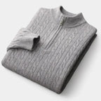 Men Sweater | Cable Knit Half-Zip Standing Collar Regular Fit
