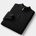 Men Sweater | Cable Knit Half-Zip Standing Collar Regular Fit
