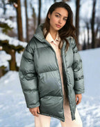 Women Coat | Quilted High Collar Loose Fit with Elastic Cuffs