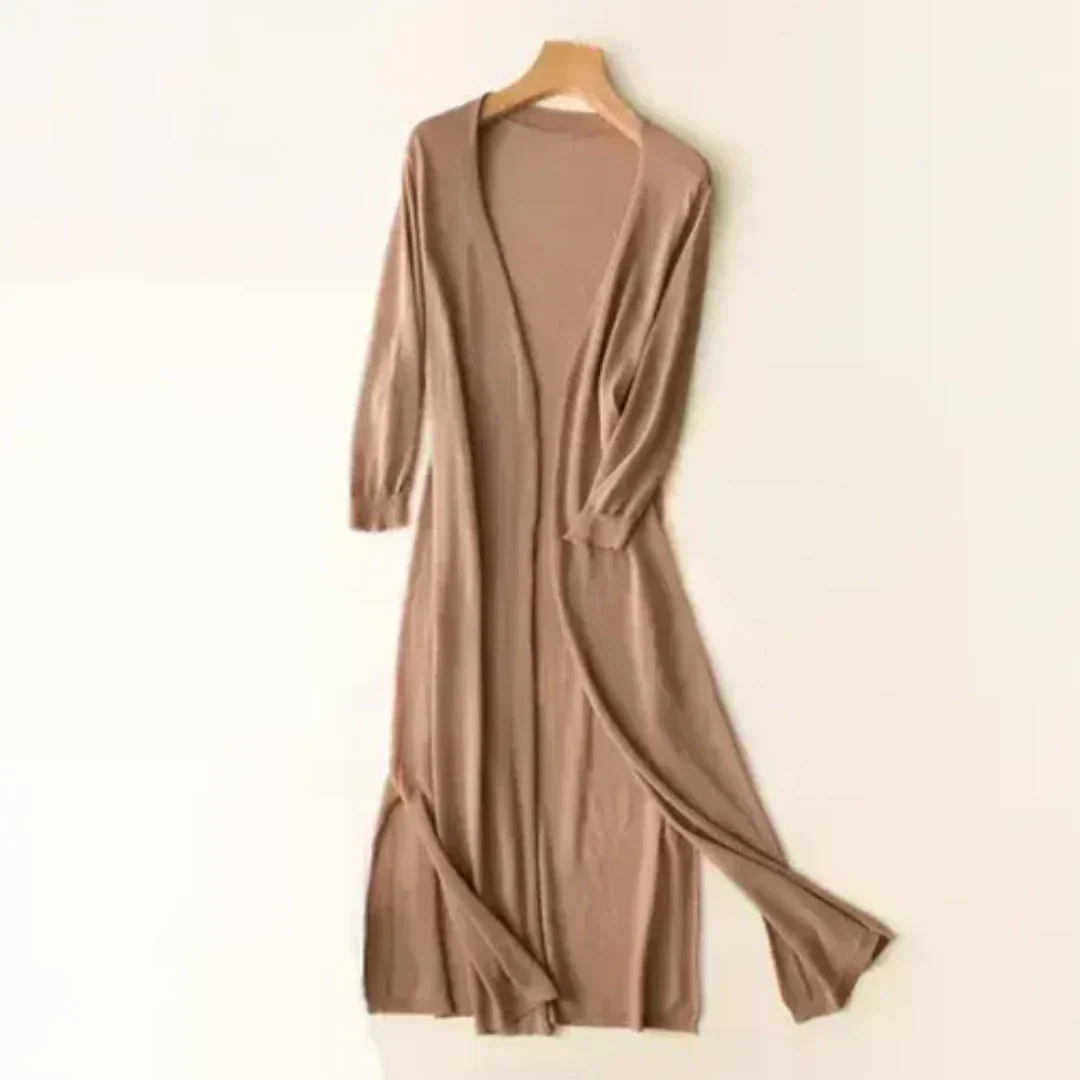Women Cardigan | Open Front Extended Length Long Sleeve