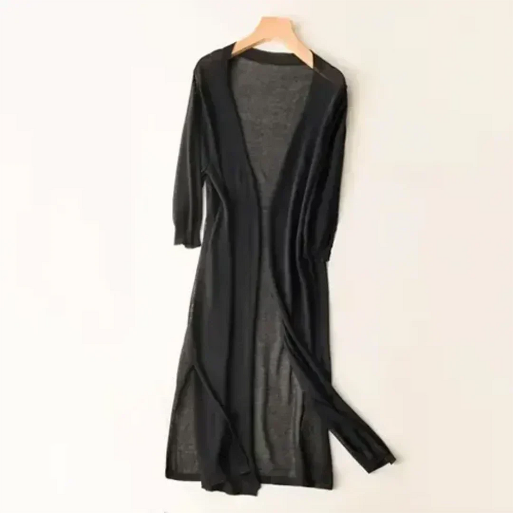 Women Cardigan | Open Front Extended Length Long Sleeve