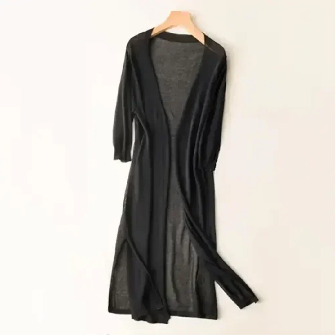 Women Cardigan | Open Front Extended Length Long Sleeve