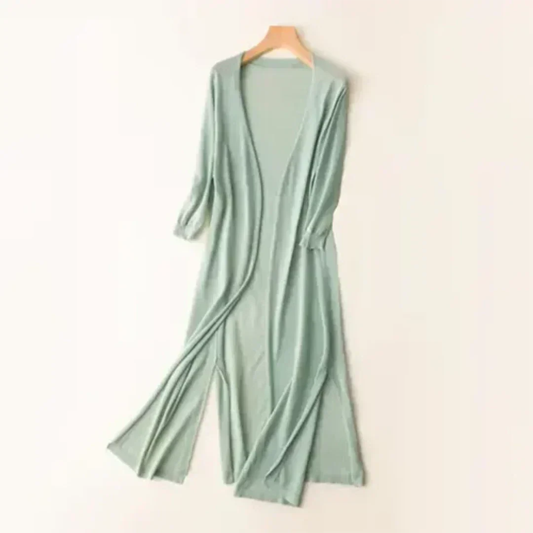 Women Cardigan | Open Front Extended Length Long Sleeve