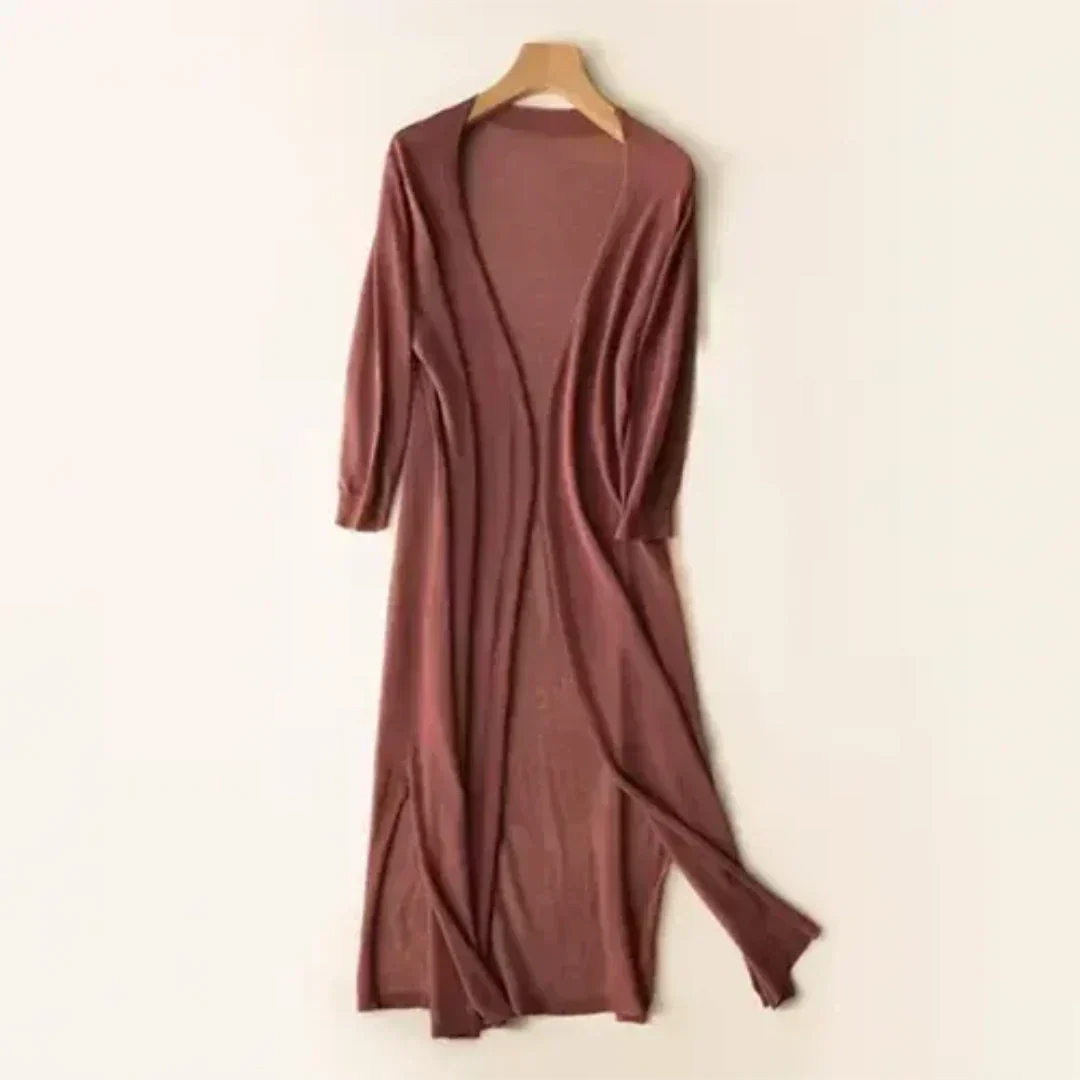 Women Cardigan | Open Front Extended Length Long Sleeve