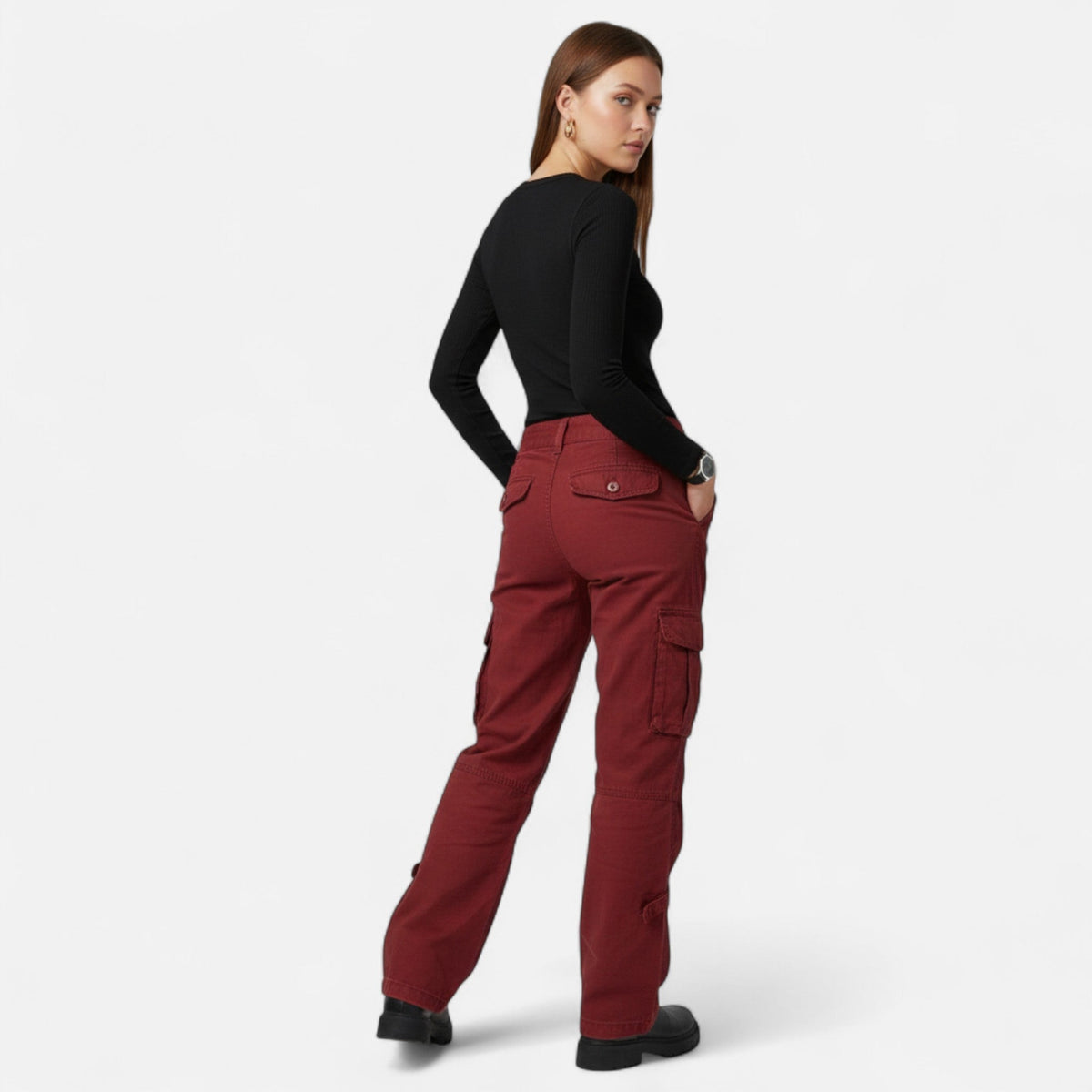 Women Trousers | Wide-Leg Relaxed Fit with Cargo Pockets