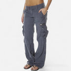 Women Trousers | Wide-Leg Relaxed Fit with Cargo Pockets