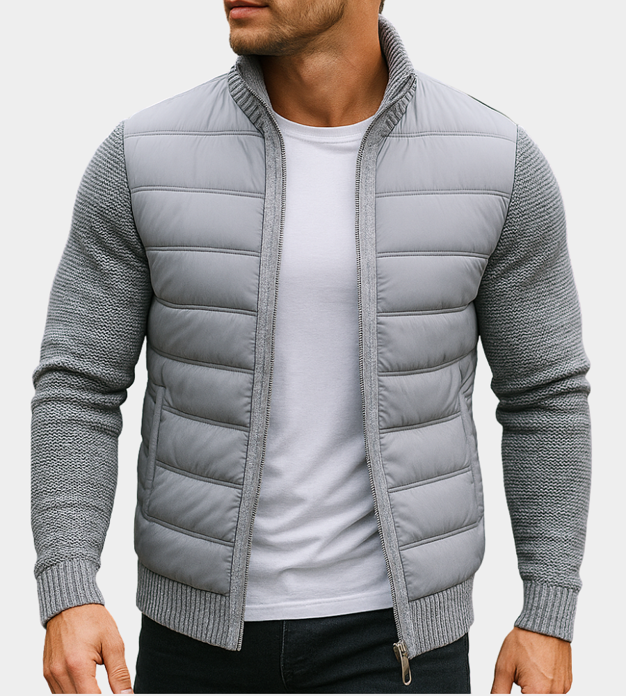 Men Jacket | Hybrid Quilted Body with Knit Sleeves
