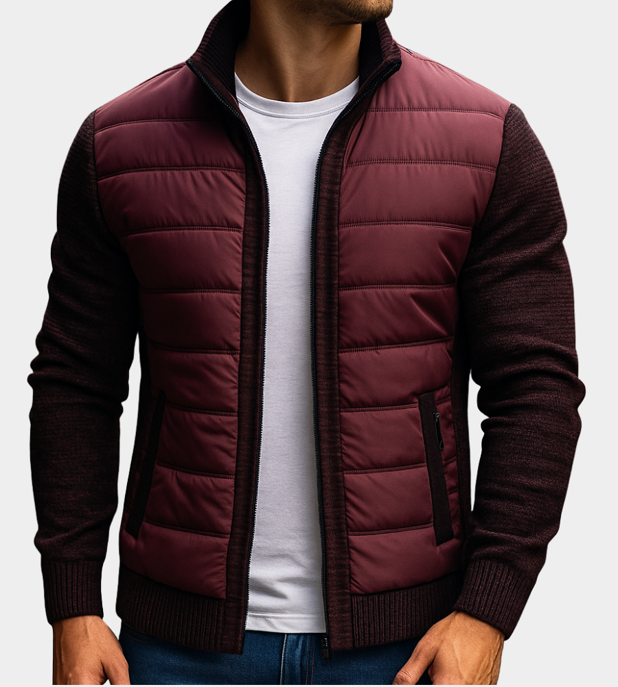 Men Jacket | Hybrid Quilted Body with Knit Sleeves