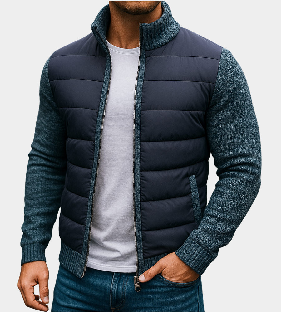 Men Jacket | Hybrid Quilted Body with Knit Sleeves