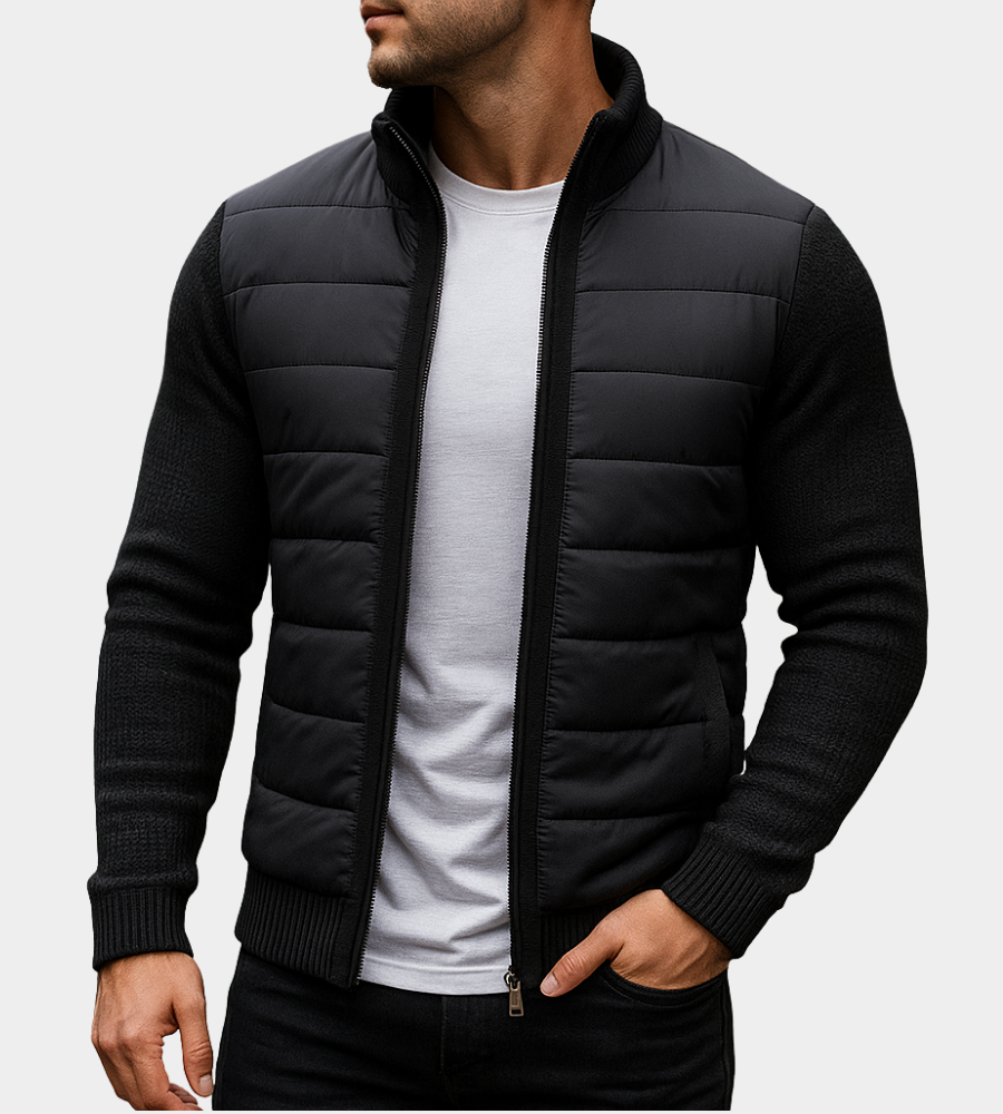 Men Jacket | Hybrid Quilted Body with Knit Sleeves