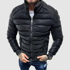 Men Jacket | Quilted Shell with Front Zip and Stand Collar