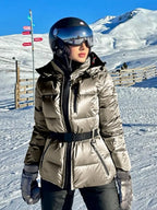 Women Jacket | Quilted Ski Design with Belt and Hood