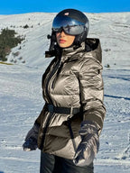 Women Jacket | Quilted Ski Design with Belt and Hood