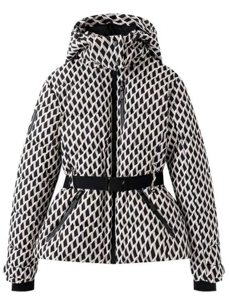 Women Jacket | Quilted Ski Design with Belt and Hood