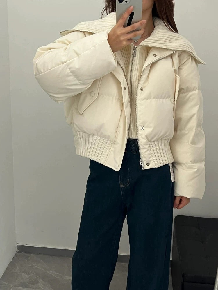 Women Jacket | Relaxed Fit with High Collar and Zip Front