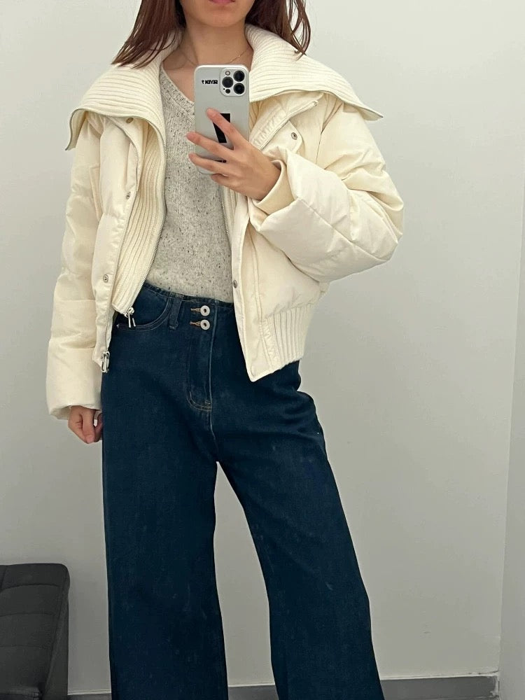 Women Jacket | Relaxed Fit with High Collar and Zip Front