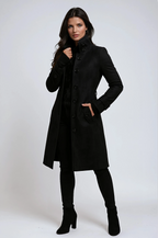 Women Coat | Knee-Length Fit with Front Button Closure