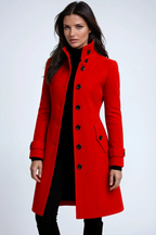 Women Coat | Knee-Length Fit with Front Button Closure