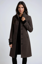 Women Coat | Knee-Length Fit with Front Button Closure