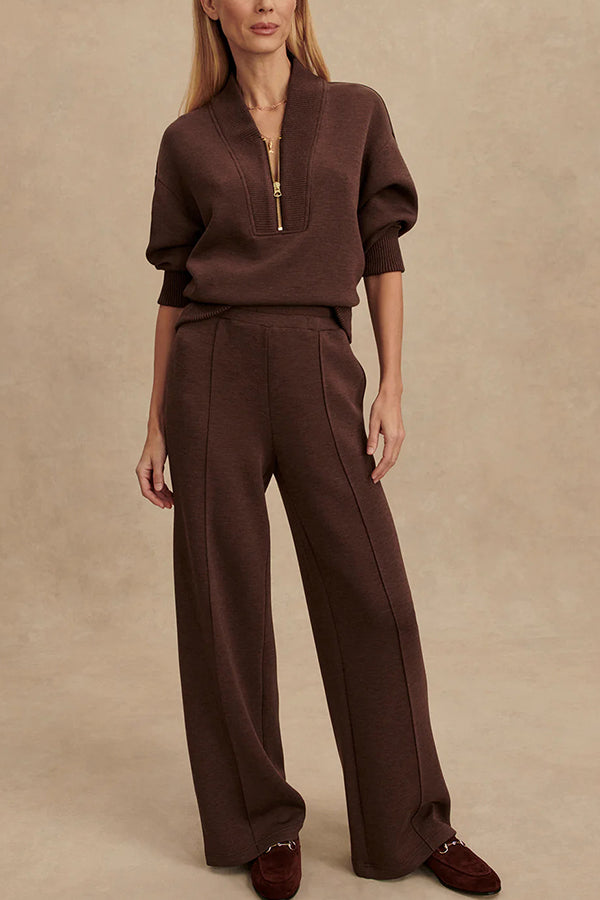 Women Set | Loose Fit with Zip Detail and Wide-Leg Trousers