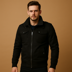 Men Jacket | High Collar Bomber with Zip Pocket Detail