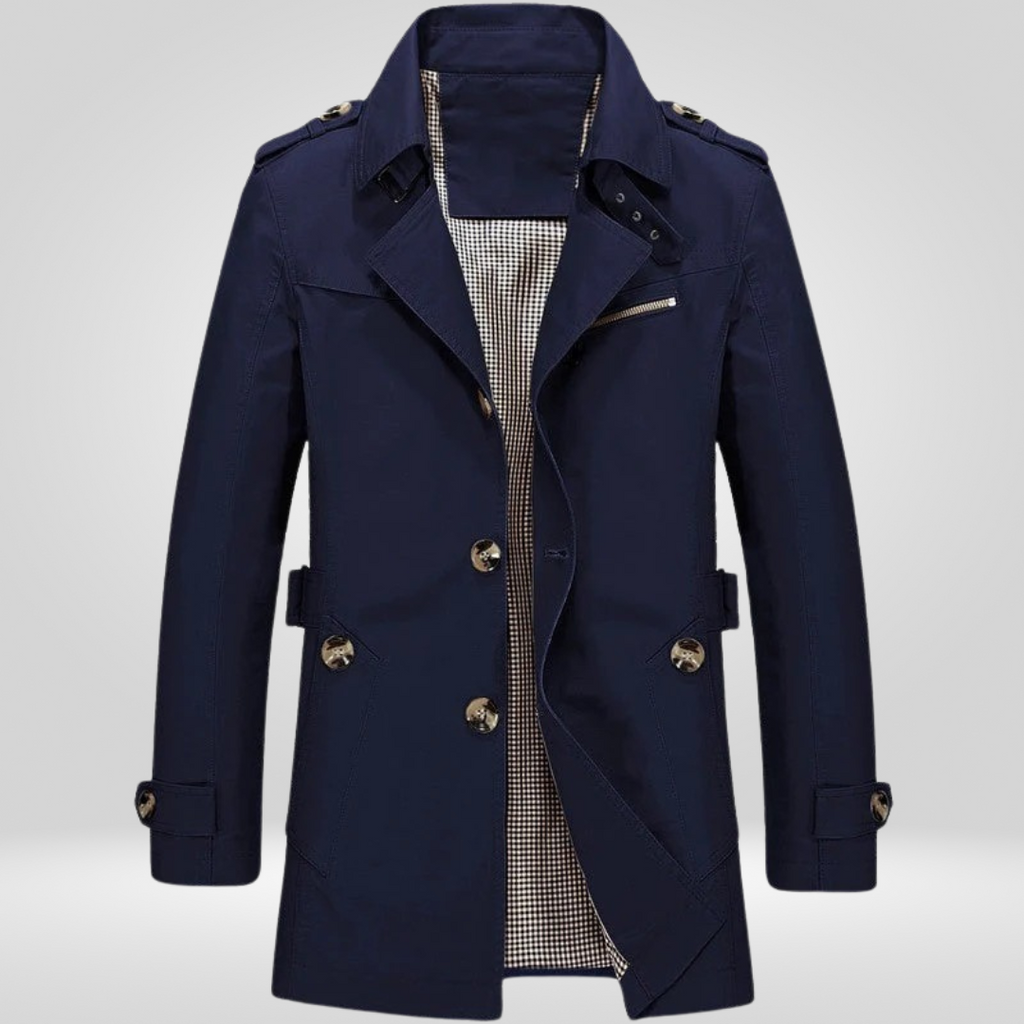 Men Coat | Regular Fit with Button and Belt Waist Closure