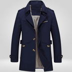 Men Coat | Regular Fit with Button and Belt Waist Closure
