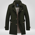 Men Coat | Regular Fit with Button and Belt Waist Closure