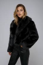 Women Jacket | Short Cut Faux Fur with Open Front Design