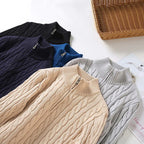 Men Sweater | Half-Zip High Collar with Ribbed Finish