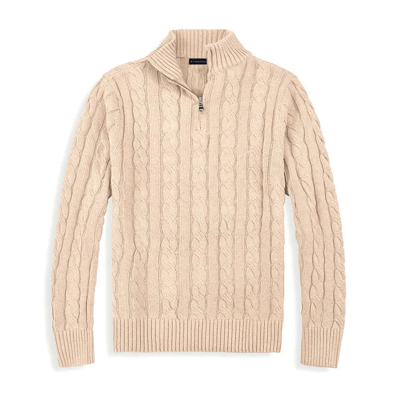 Men Sweater | Half-Zip High Collar with Ribbed Finish