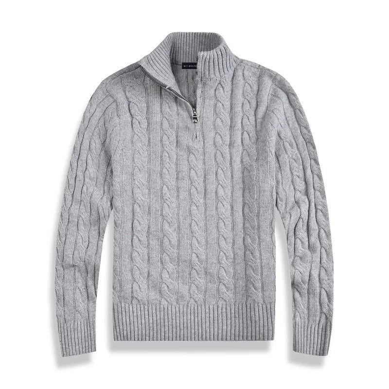Men Sweater | Half-Zip High Collar with Ribbed Finish