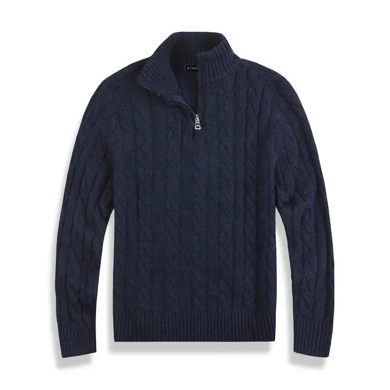 Men Sweater | Half-Zip High Collar with Ribbed Finish
