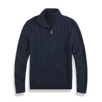 Men Sweater | Half-Zip High Collar with Ribbed Finish