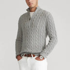 Men Sweater | Half-Zip High Collar with Ribbed Finish