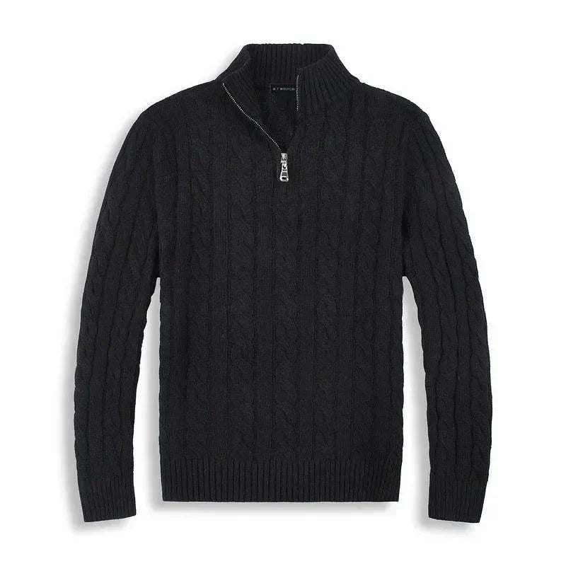 Men Sweater | Half-Zip High Collar with Ribbed Finish