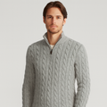 Men Sweater | Half-Zip High Collar with Ribbed Finish