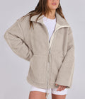 Women Coat | Oversized Zip Front with Extended Length Fit