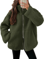 Women Coat | Oversized Zip Front with Extended Length Fit