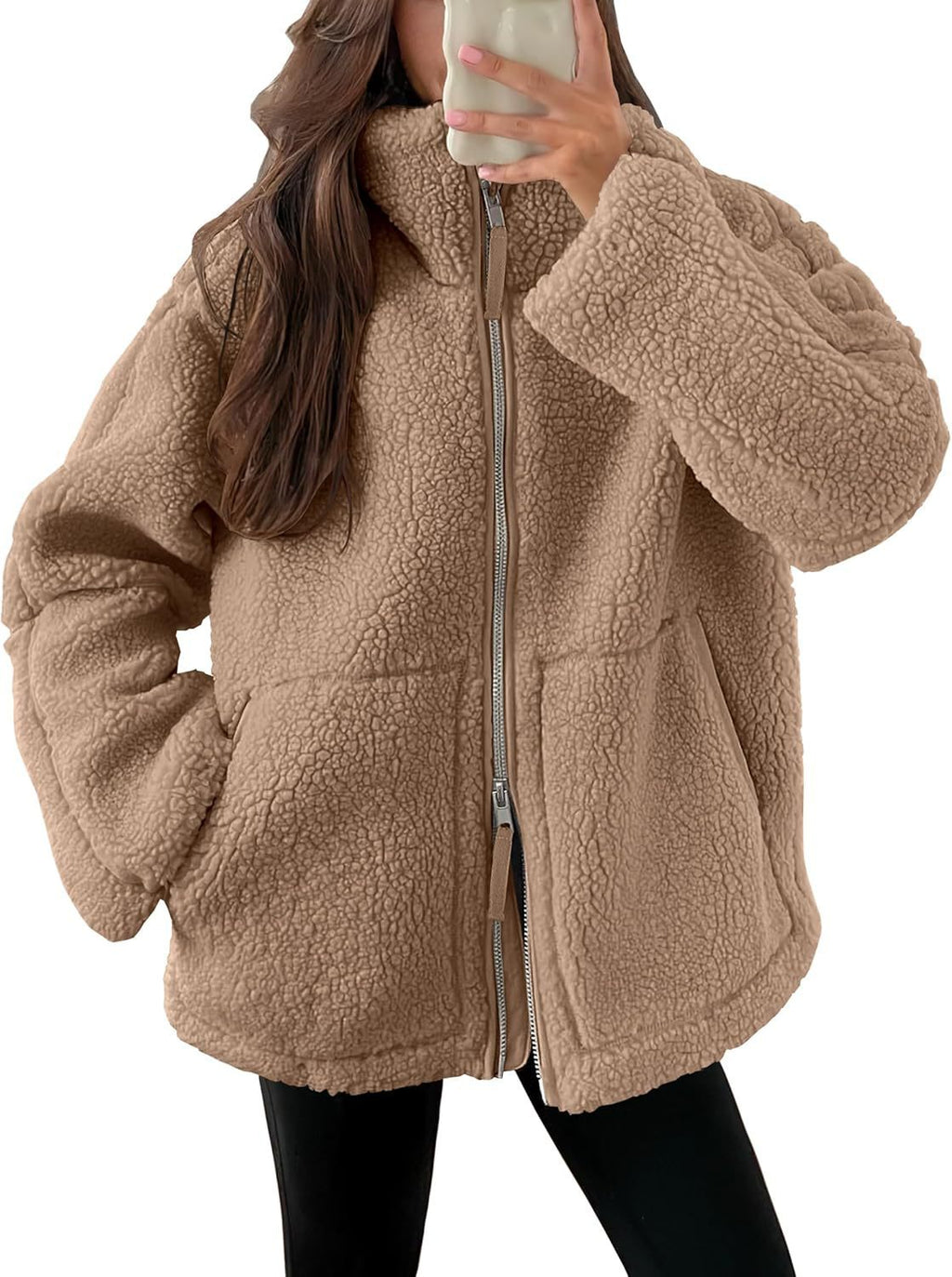 Women Coat | Oversized Zip Front with Extended Length Fit
