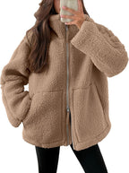 Women Coat | Oversized Zip Front with Extended Length Fit