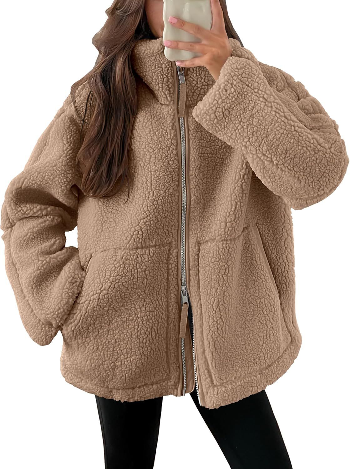 Women Coat | Oversized Zip Front with Extended Length Fit