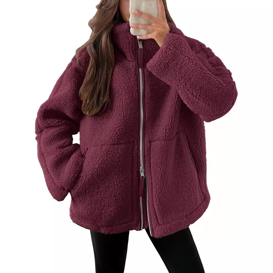 Women Coat | Oversized Zip Front with Extended Length Fit