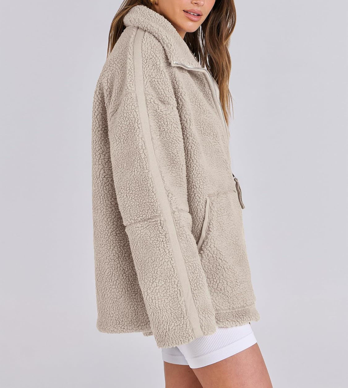 Women Coat | Oversized Zip Front with Extended Length Fit