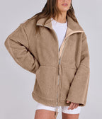 Women Coat | Oversized Zip Front with Extended Length Fit