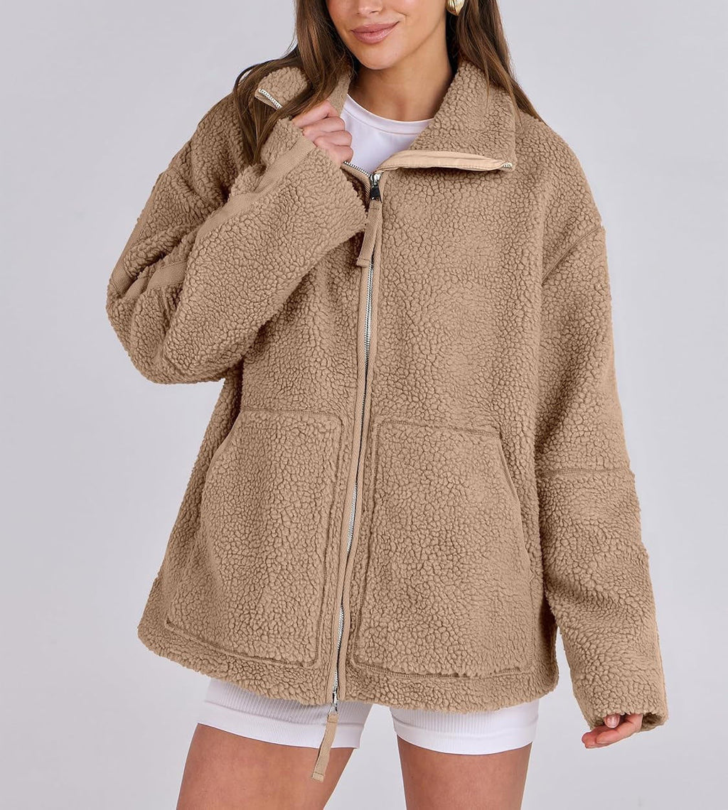 Women Coat | Oversized Zip Front with Extended Length Fit