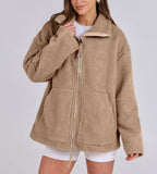 Women Coat | Oversized Zip Front with Extended Length Fit