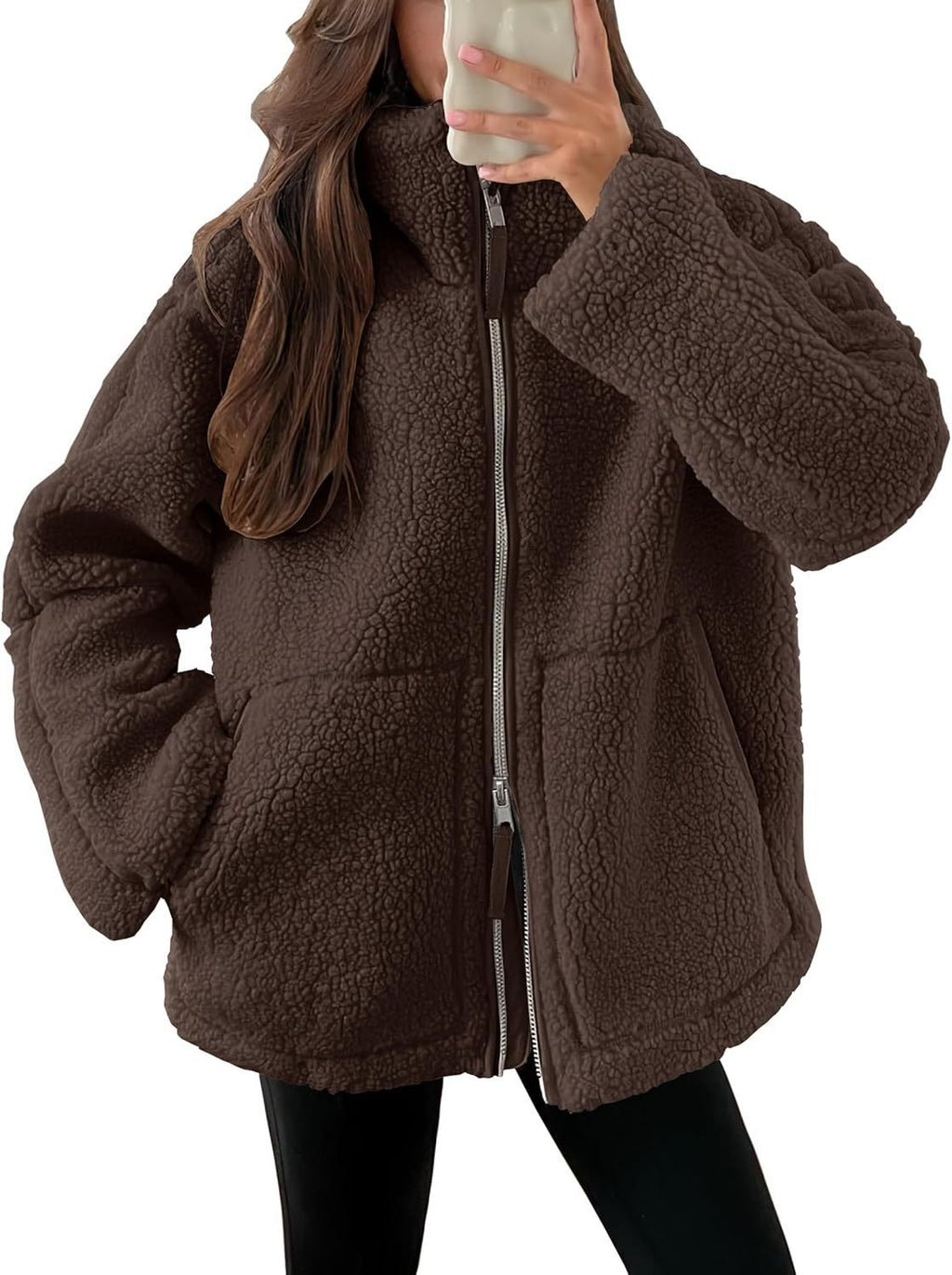 Women Coat | Oversized Zip Front with Extended Length Fit