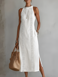 Women Dress | Relaxed Fit Midi Length with Lace Panel Pockets