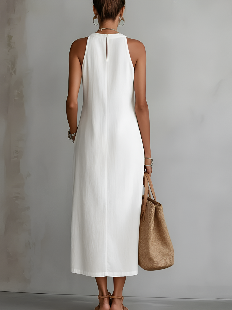 Women Dress | Relaxed Fit Midi Length with Lace Panel Pockets